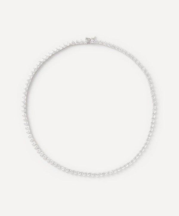 CZ by Kenneth Jay Lane - Rhodium-Plated Heart Cut Tennis Necklace