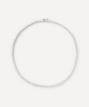 CZ by Kenneth Jay Lane - Rhodium-Plated Heart Cut Tennis Necklace image number 0