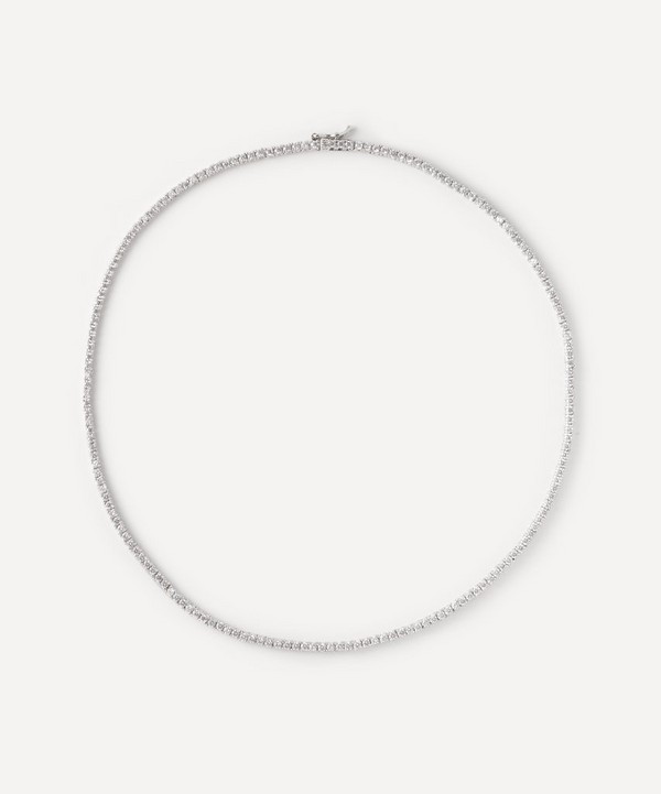 CZ by Kenneth Jay Lane - Rhodium-Plated Delicate Round Tennis Necklace image number null