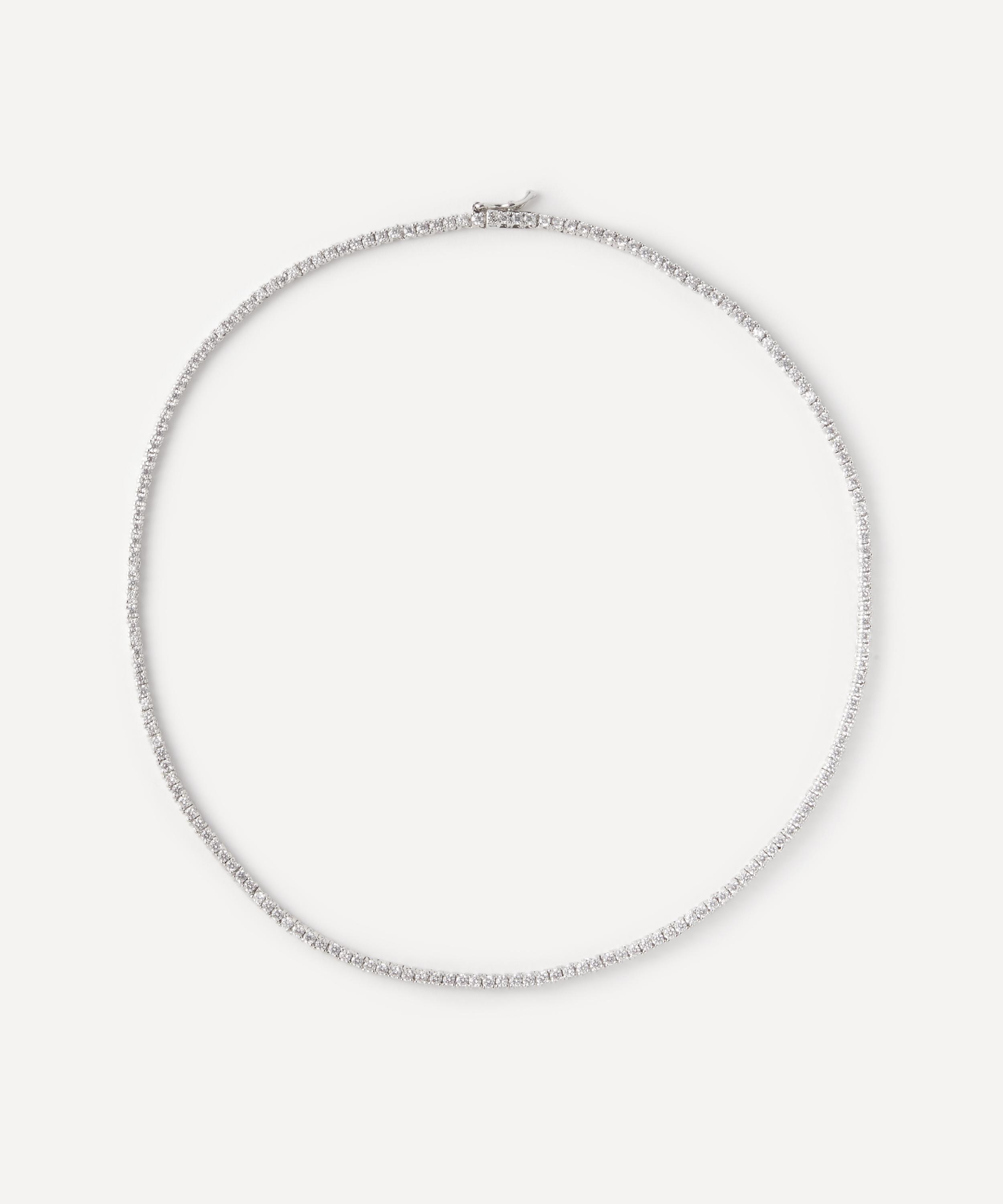 CZ by Kenneth Jay Lane - Rhodium-Plated Delicate Round Tennis Necklace image number 0