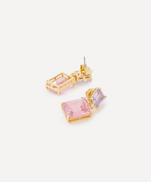 CZ by Kenneth Jay Lane - Gold-Plated Lavender and Pink Rectangle Drop Earrings image number 1