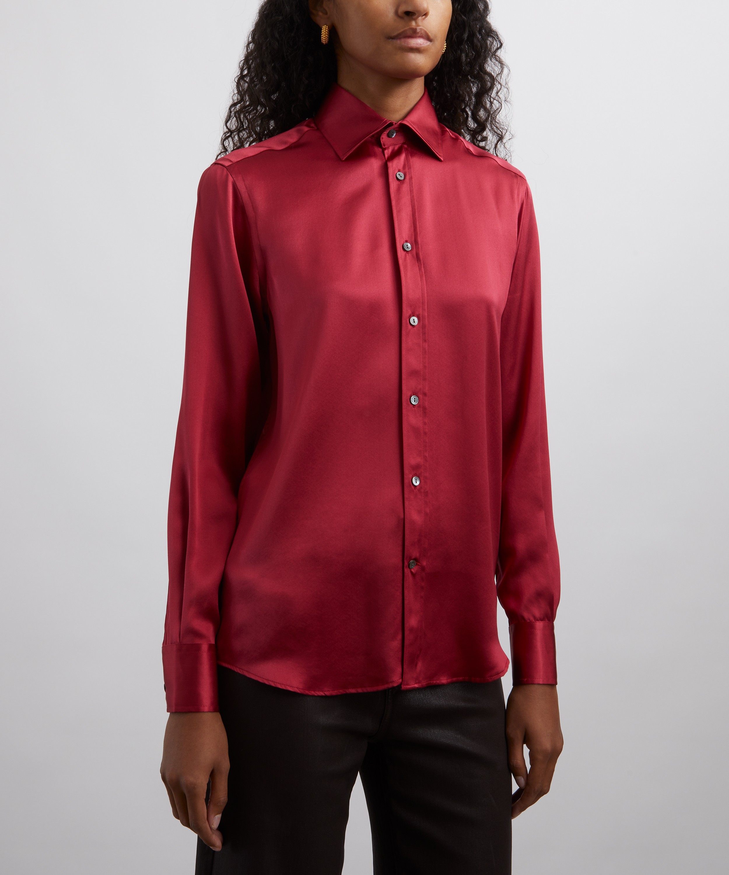 With Nothing Underneath - The Boyfriend Silk Shirt image number 2