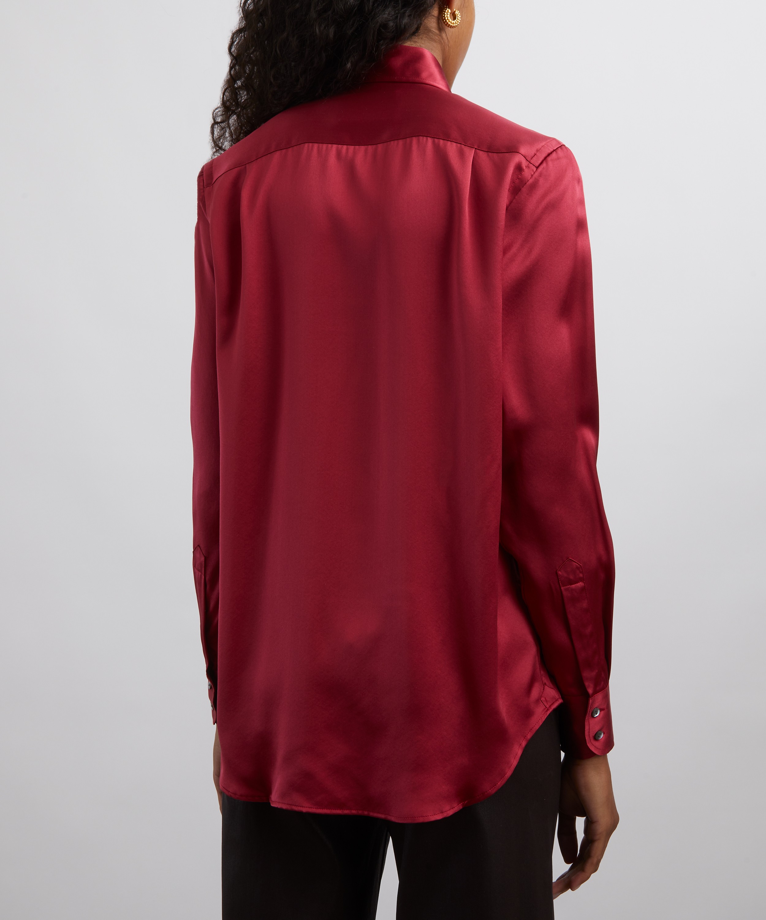 With Nothing Underneath - The Boyfriend Silk Shirt image number 3