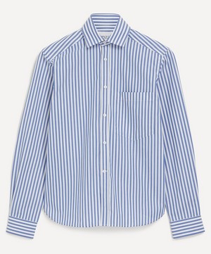 With Nothing Underneath - The Classic Poplin Royal Blue Stripe Shirt image number 0