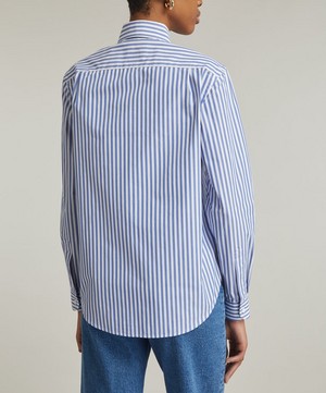 With Nothing Underneath - The Classic Poplin Royal Blue Stripe Shirt image number 3
