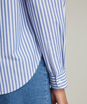 With Nothing Underneath - The Classic Poplin Royal Blue Stripe Shirt image number 4