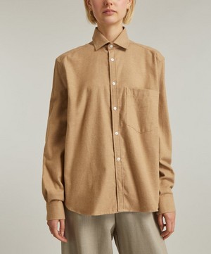 With Nothing Underneath - The Boyfriend Fine Brushed Cotton and Cashmere Shirt image number 2
