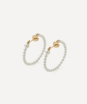 Mizuki - 14ct Gold Medium Akoya Pearl Hoop Earrings image number 0
