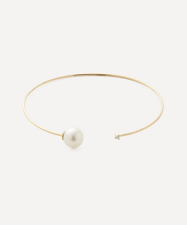 Mizuki - 14ct Gold Pearl and Diamond Cuff Bracelet
