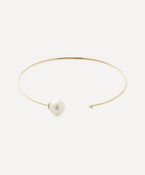 Mizuki - 14ct Gold Pearl and Diamond Cuff Bracelet image number 0