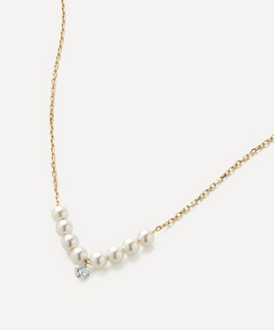 Mizuki - 14ct Gold Pierced Diamond and Multi Pearl Necklace image number 0