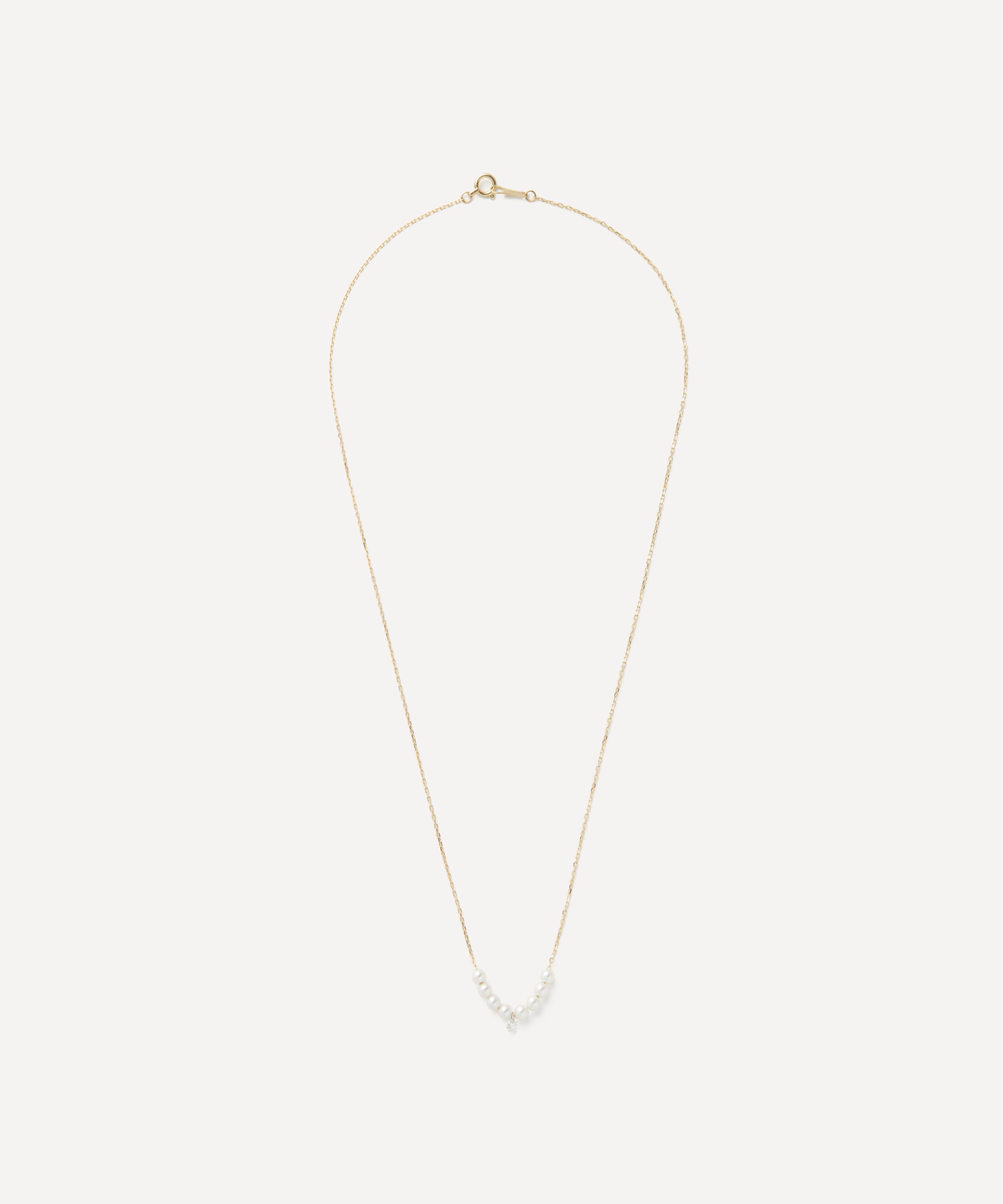 Mizuki - 14ct Gold Pierced Diamond and Multi Pearl Necklace image number 1