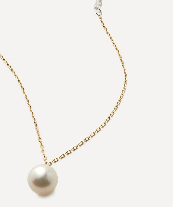 Mizuki - 14ct Gold Pearl and Drilled Diamond Necklace