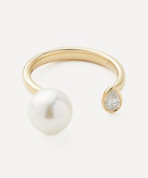 Mizuki - 14ct Gold Pearl and Diamond Open Ring image number 0