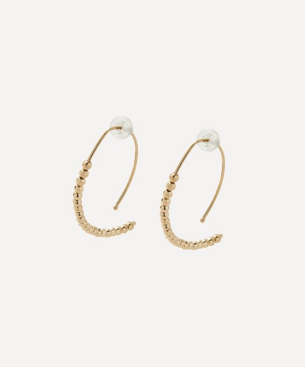 Mizuki - 14ct Gold Small Cut Bead Open Marquise Drop Earrings