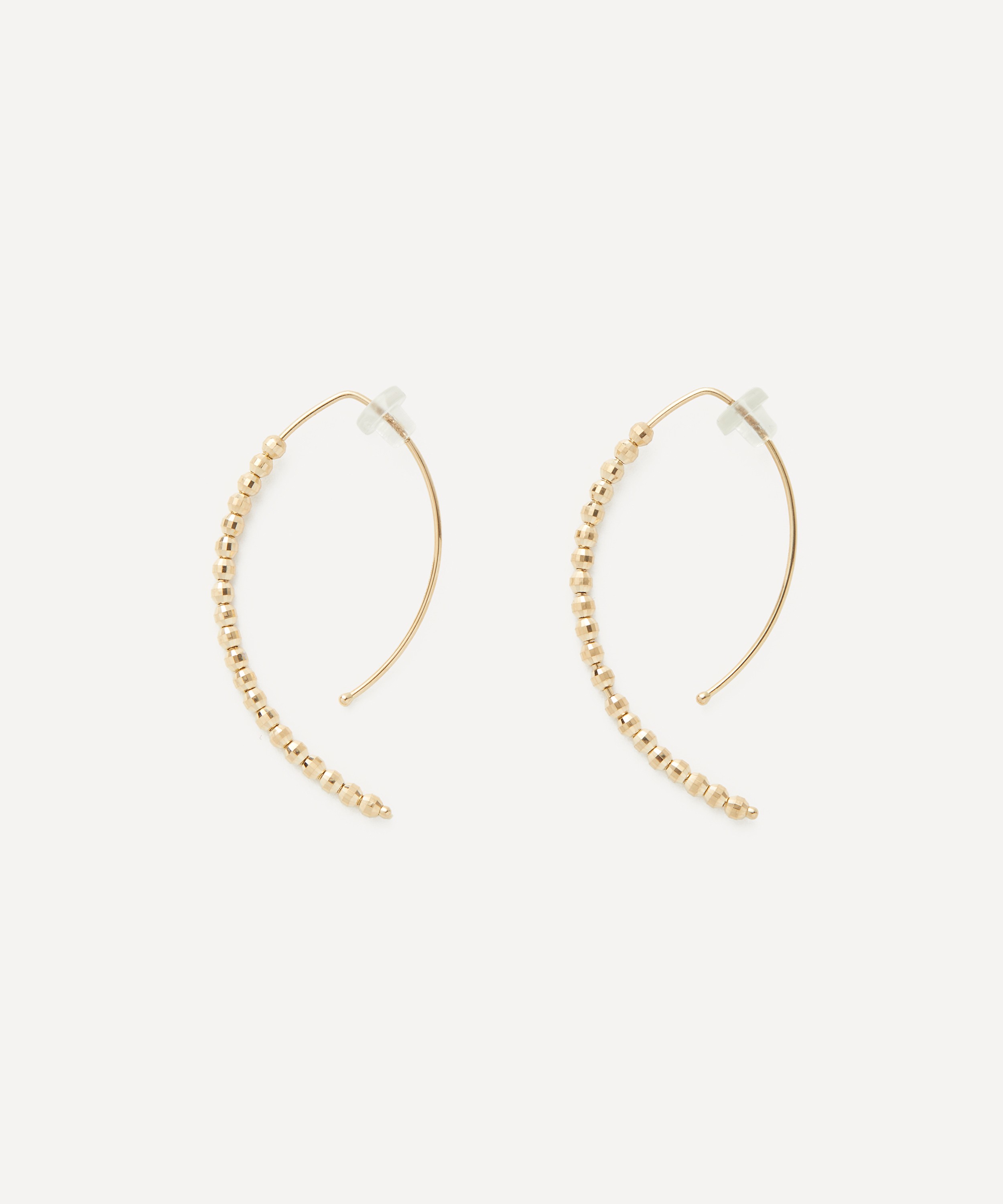 Mizuki - 14ct Gold Small Cut Bead Open Marquise Drop Earrings image number 1