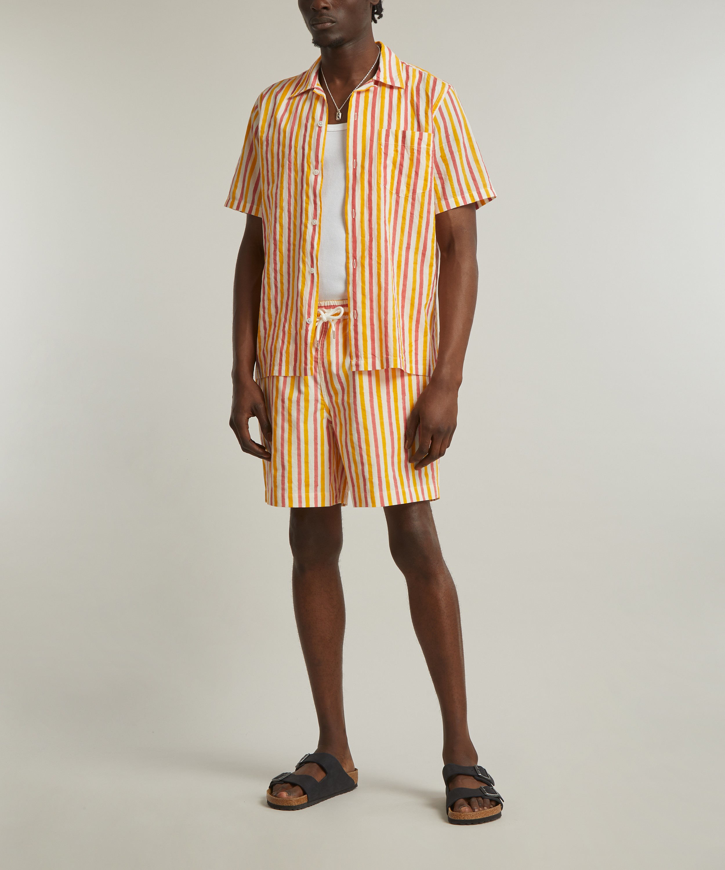 Drakes - Striped Short Sleeved Shirt image number 1