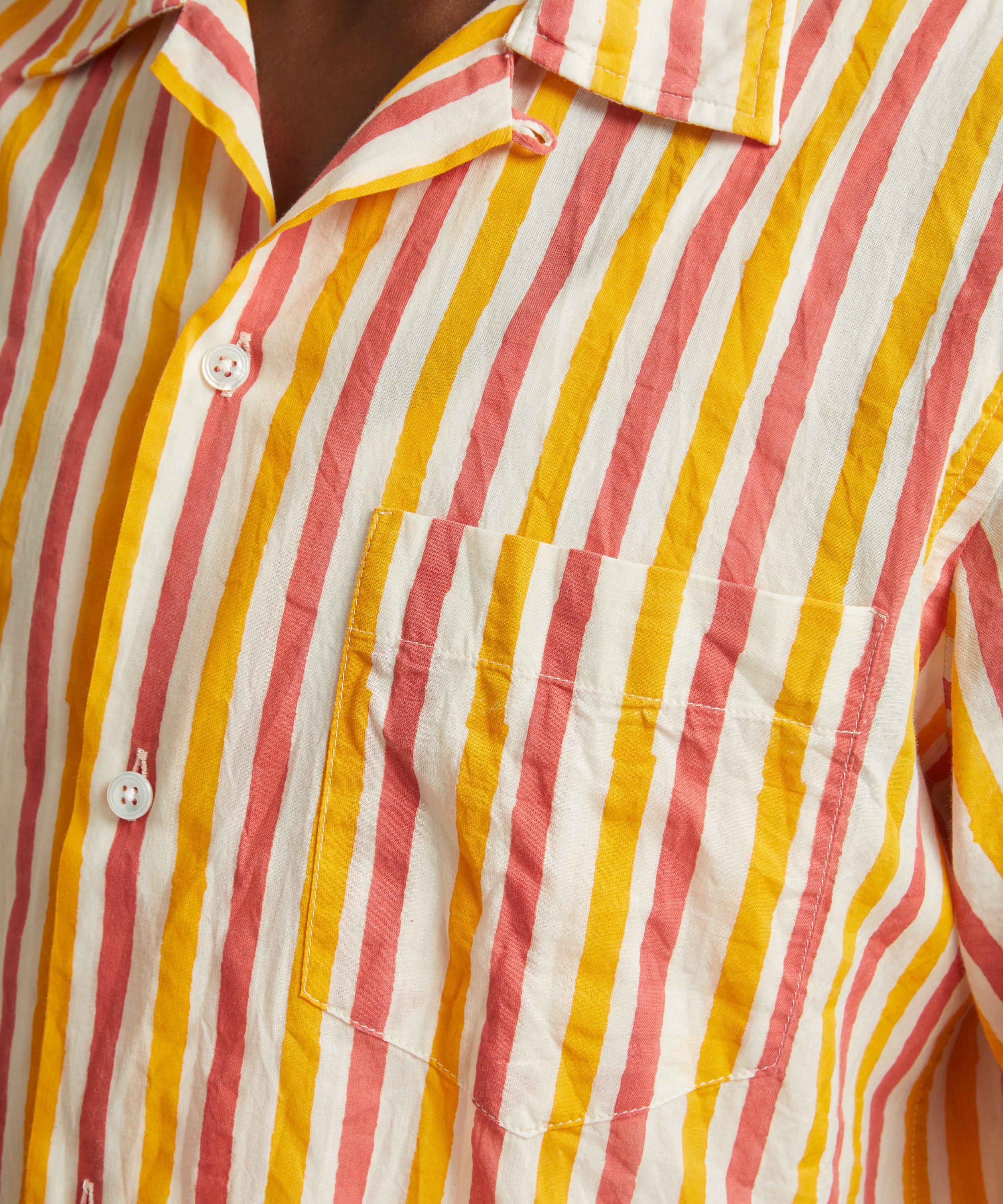 Drakes - Striped Short Sleeved Shirt image number 4