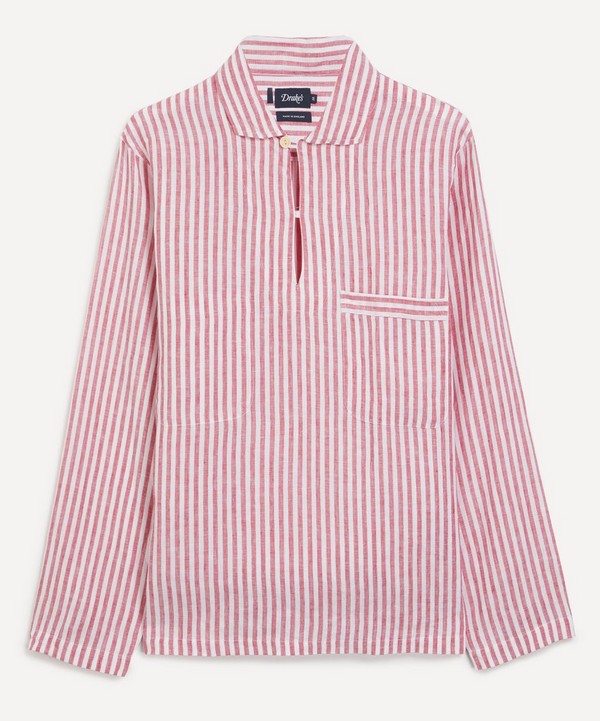 Drakes - Striped Long Sleeved Smock Shirt