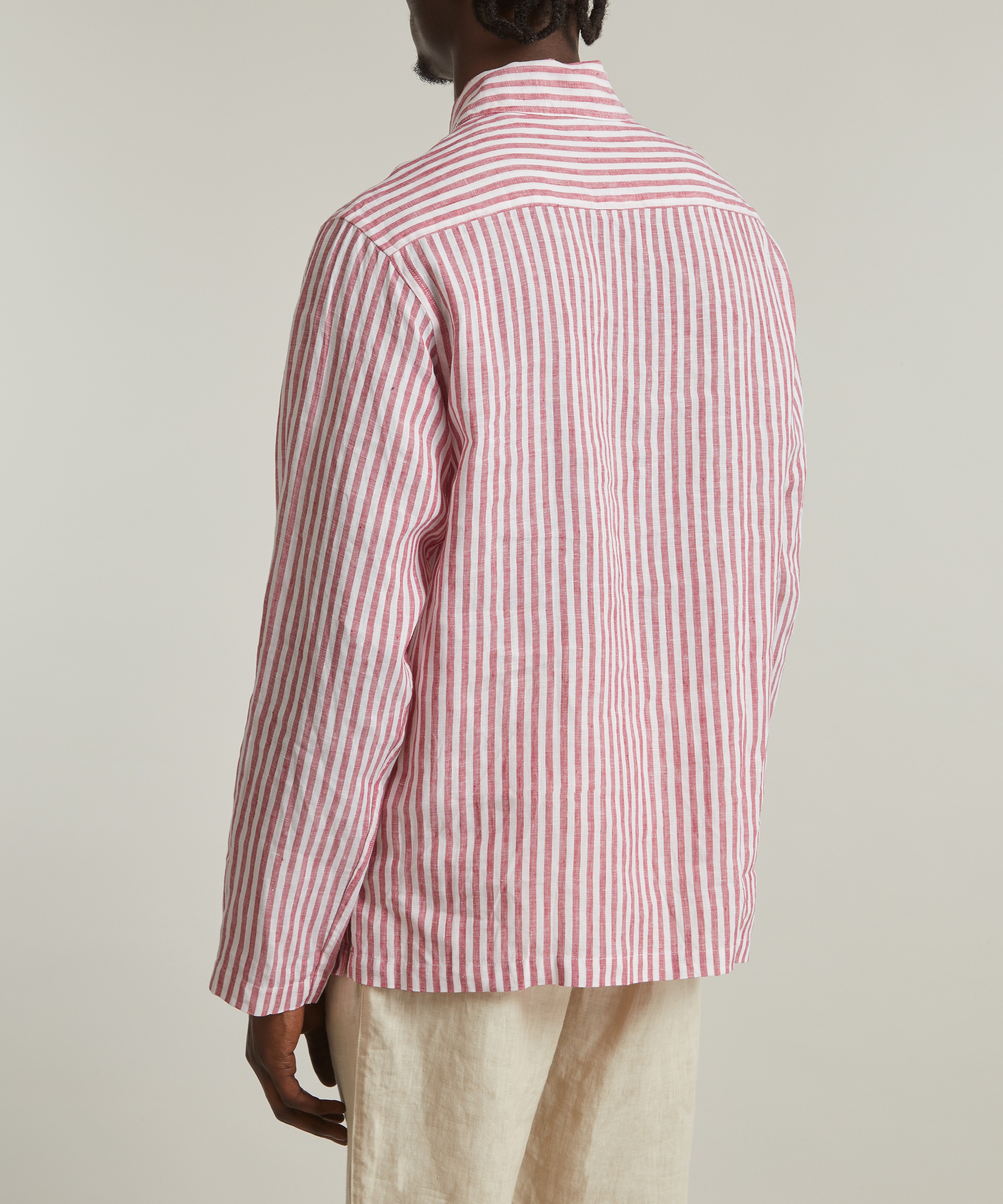 Drakes - Striped Long Sleeved Smock Shirt image number 3