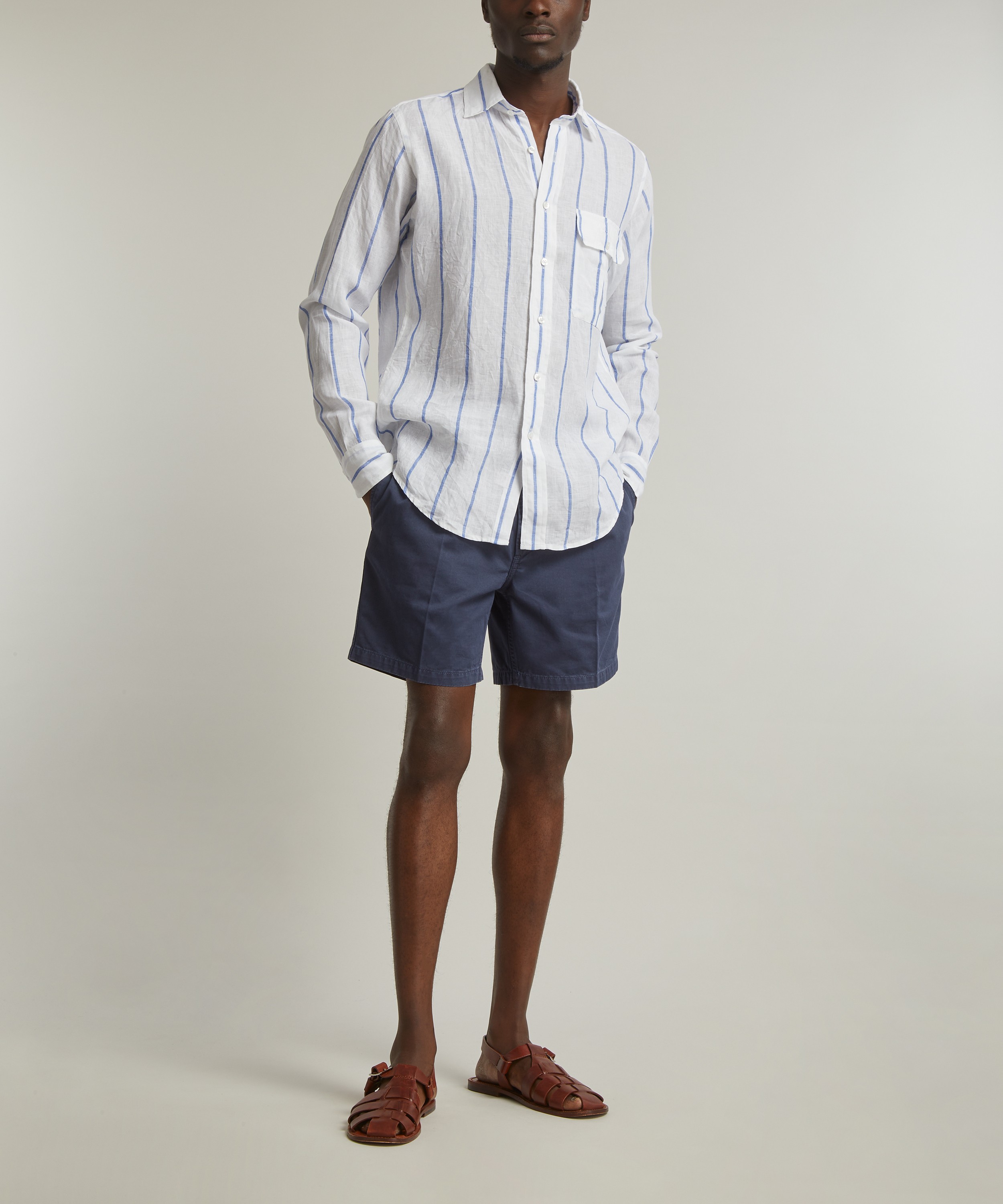 Drakes - Cotton Twill Single-Pleat Shorts image number 1