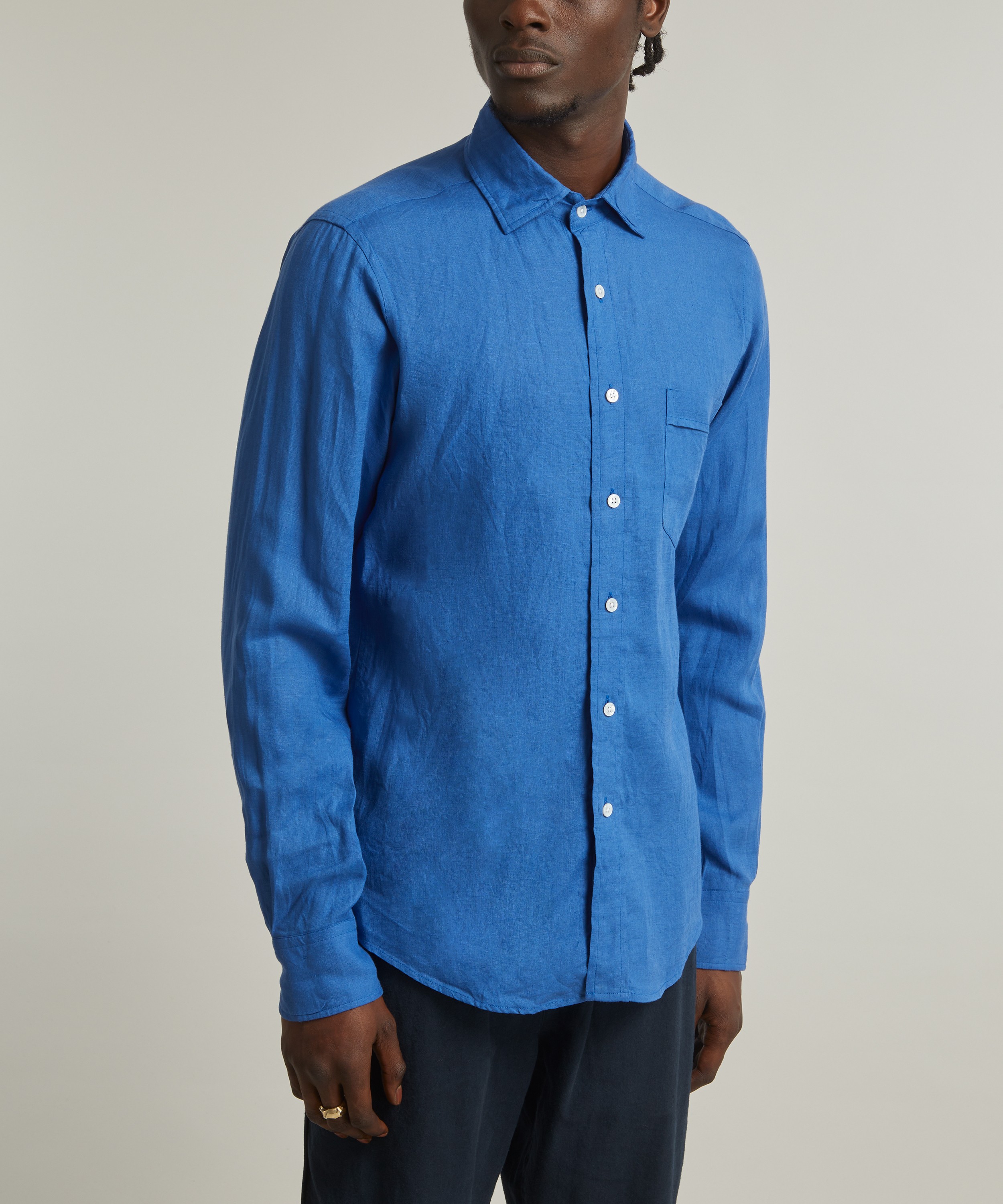 Drakes - Long Sleeved Spread Collar Shirt image number 2