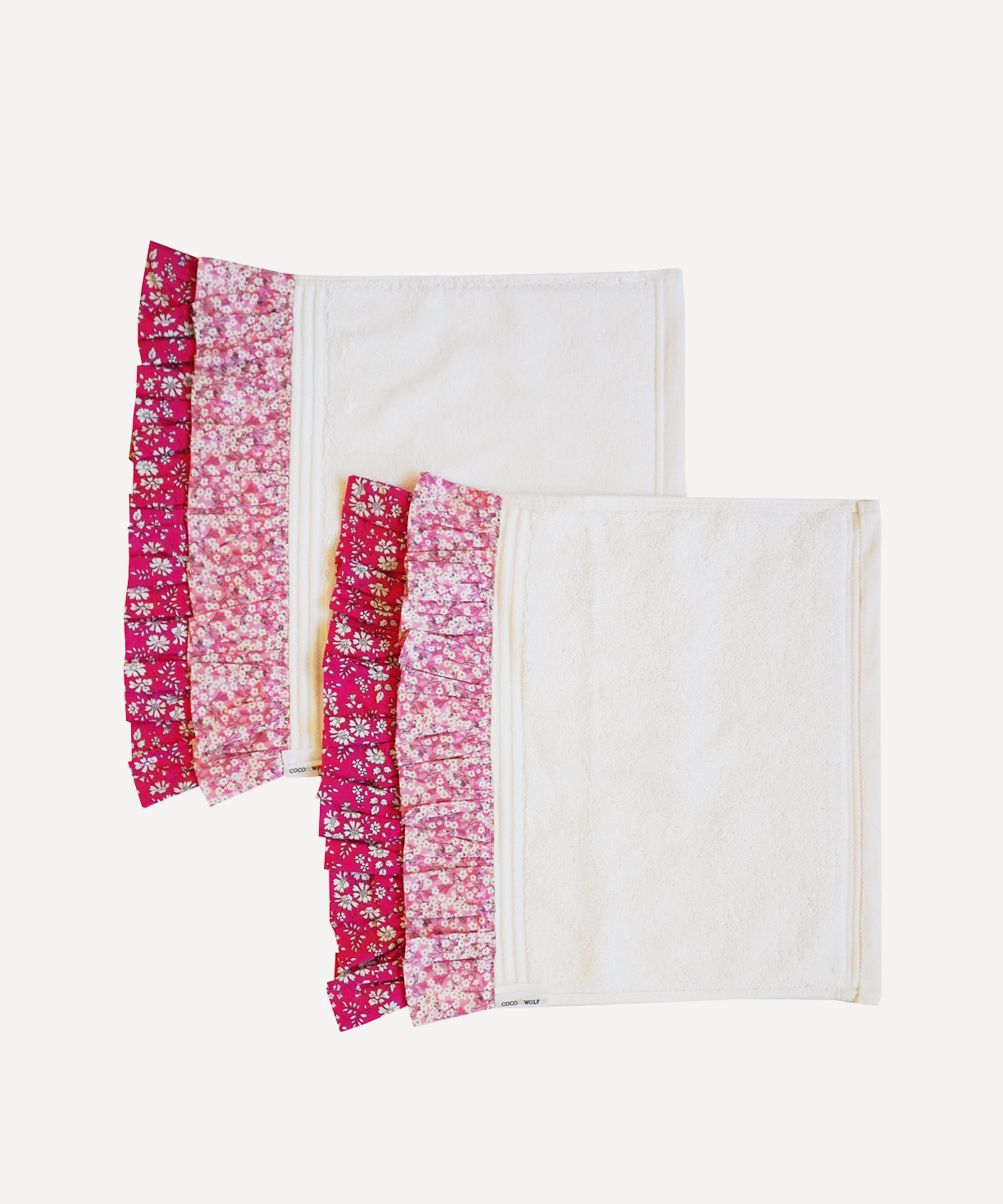 Coco & Wolf - Set of Two Mitsi Valeria Pink Double Ruffle Face Towel 33x33cm image number 0