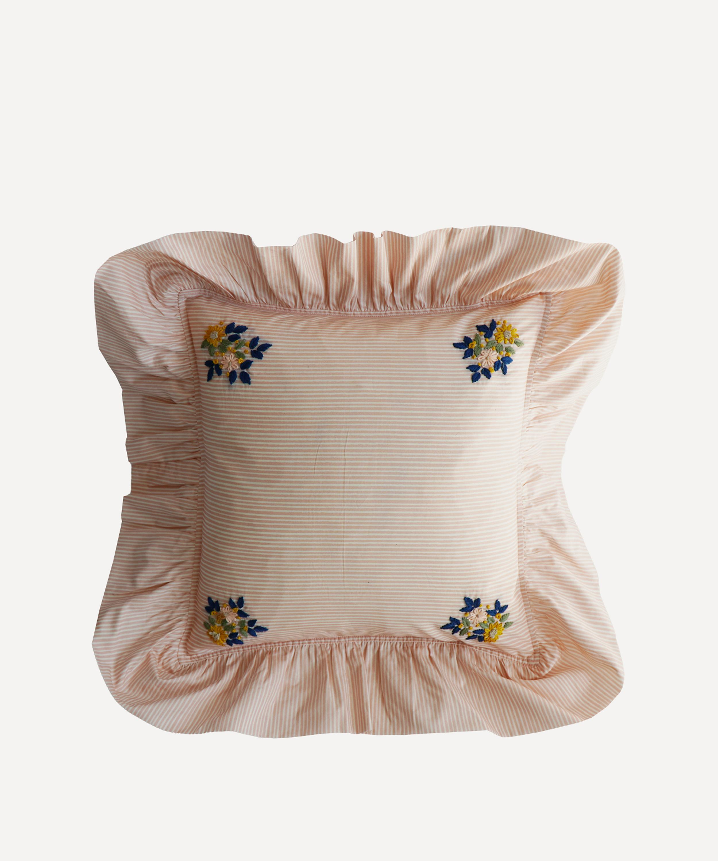 Coco & Wolf - Elements Pink Piped Frill Square Cushion image number 0