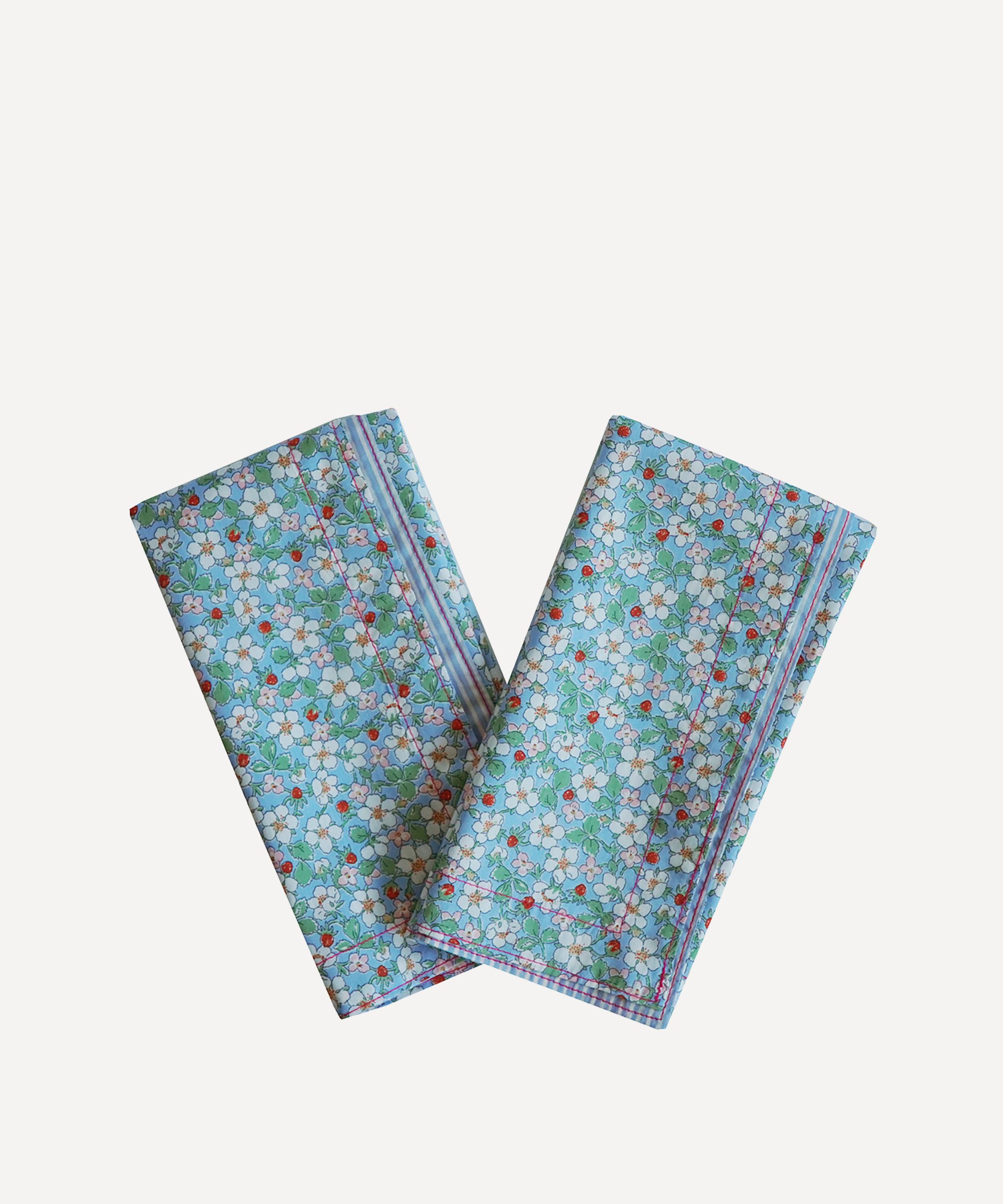 Coco & Wolf - Paysanne Blossom and Elements Blue Stitch Edge Napkins Set of Two image number 0