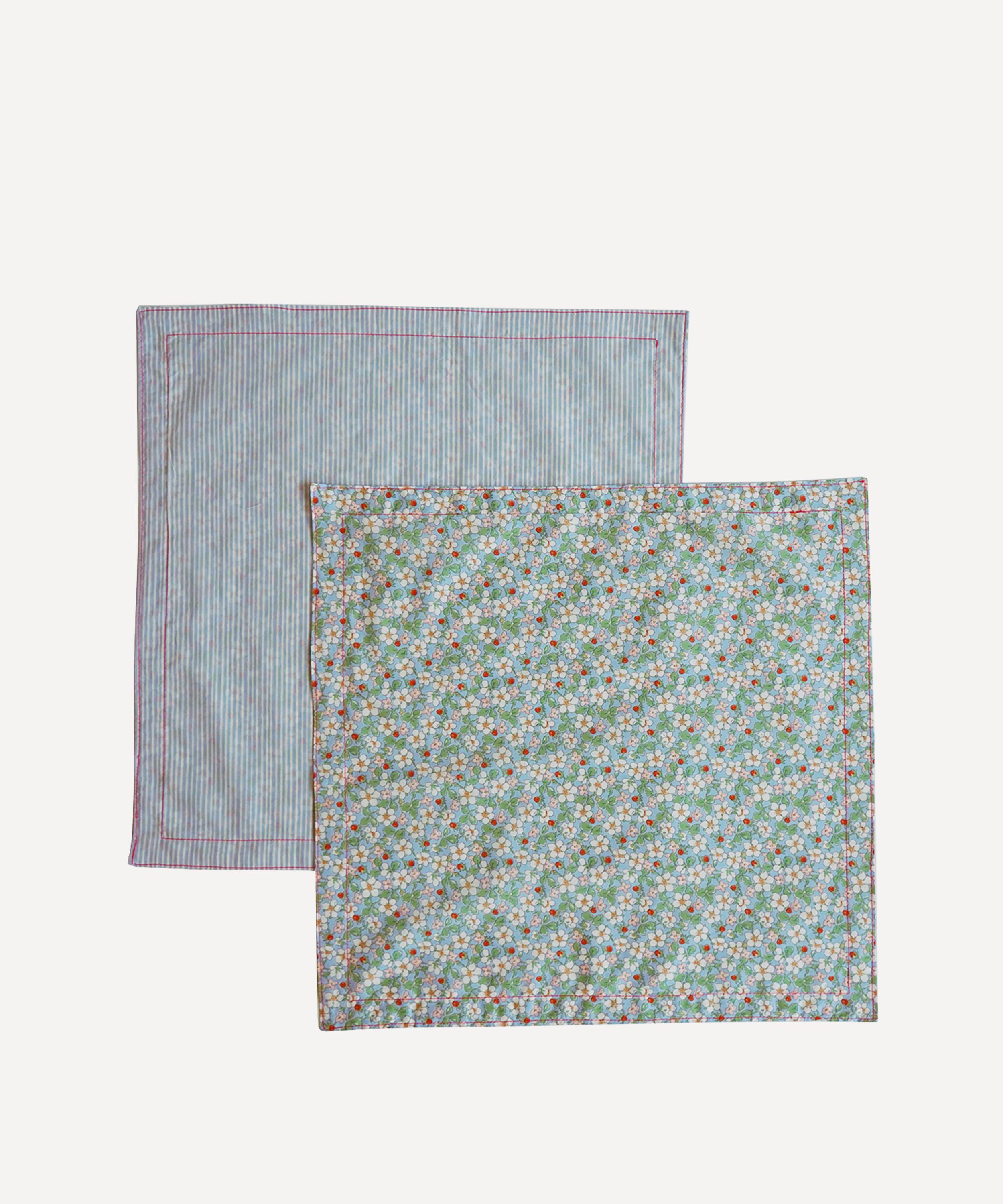 Coco & Wolf - Paysanne Blossom and Elements Blue Stitch Edge Napkins Set of Two image number 3