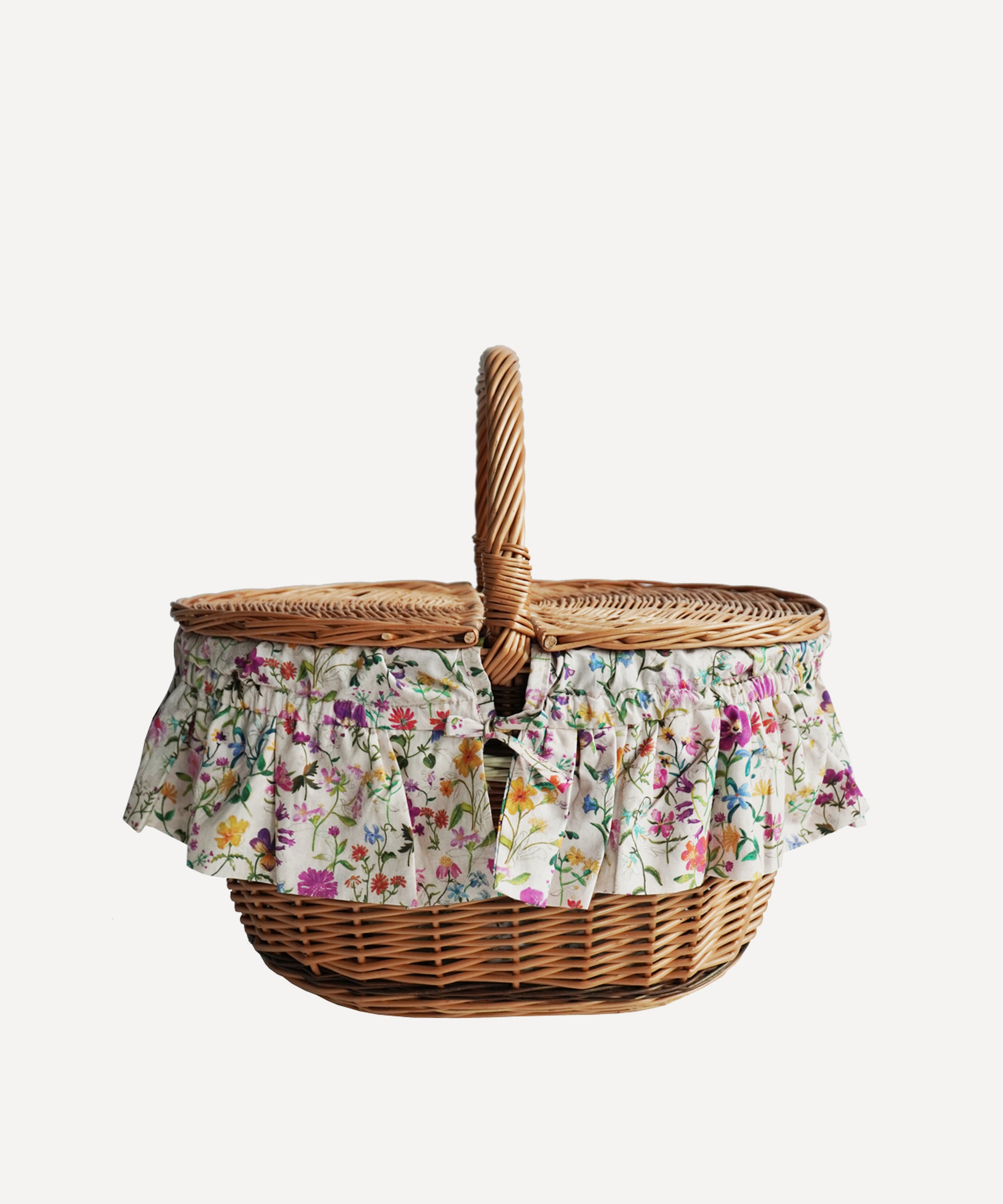 Coco & Wolf - Linen Garden Oval Wicker Picnic Basket image number 0