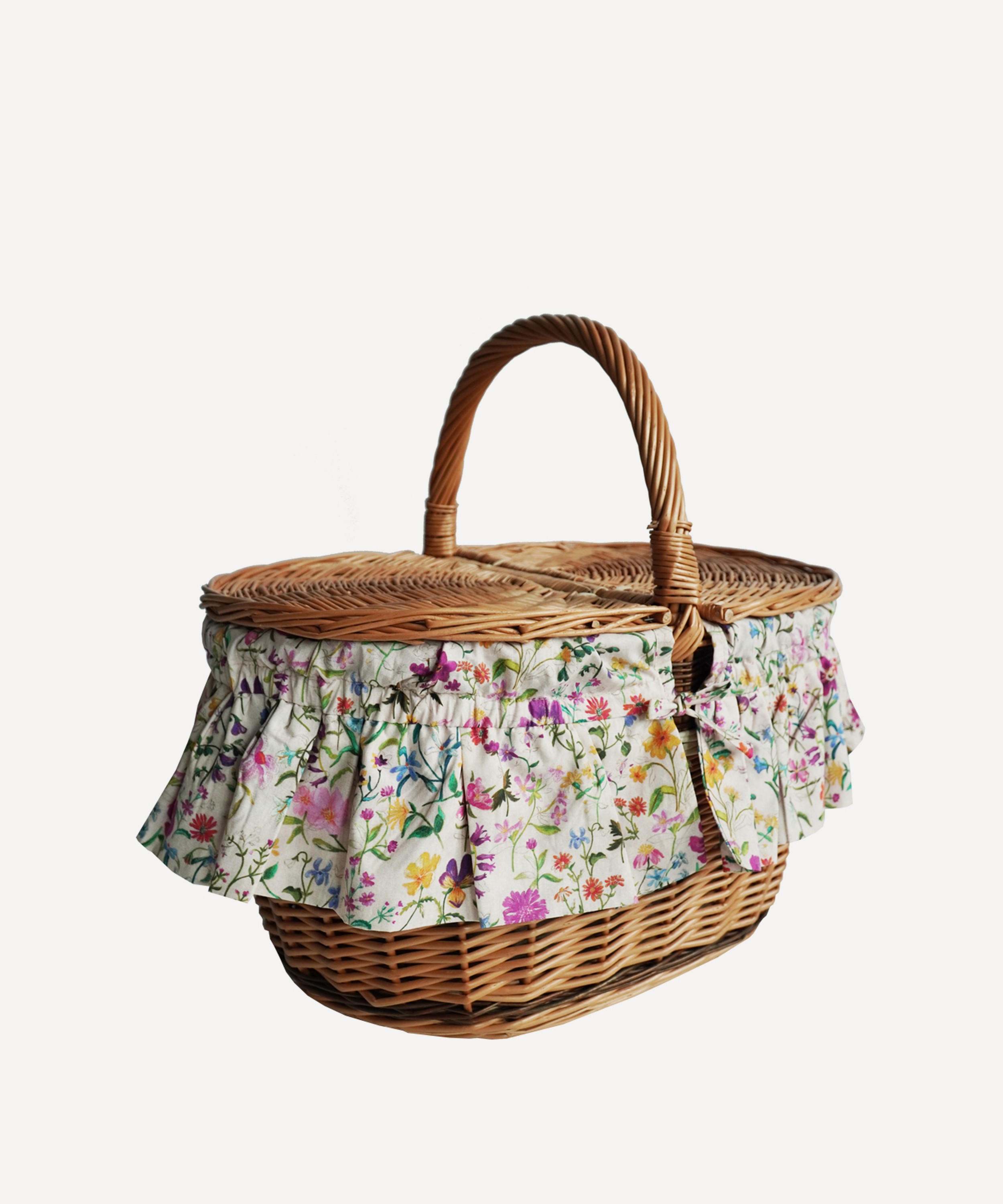 Coco & Wolf - Linen Garden Oval Wicker Picnic Basket image number 1