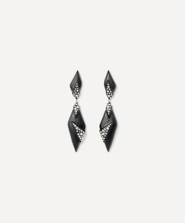 Alexis Bittar - Rhodium-Plated Punk Deco Lucite Crystal Drop Earrings image number null