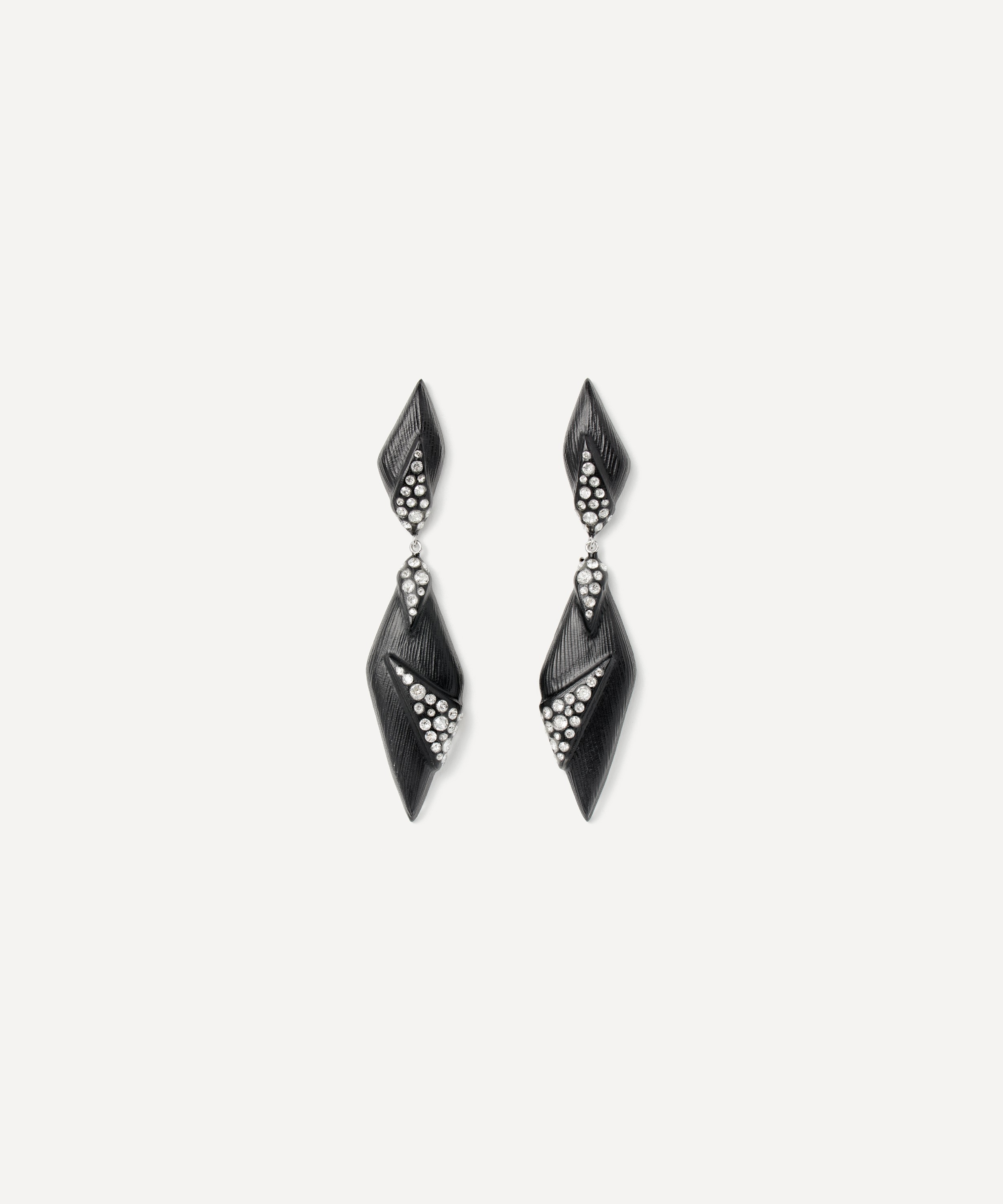 Alexis Bittar - Rhodium-Plated Punk Deco Lucite Crystal Drop Earrings