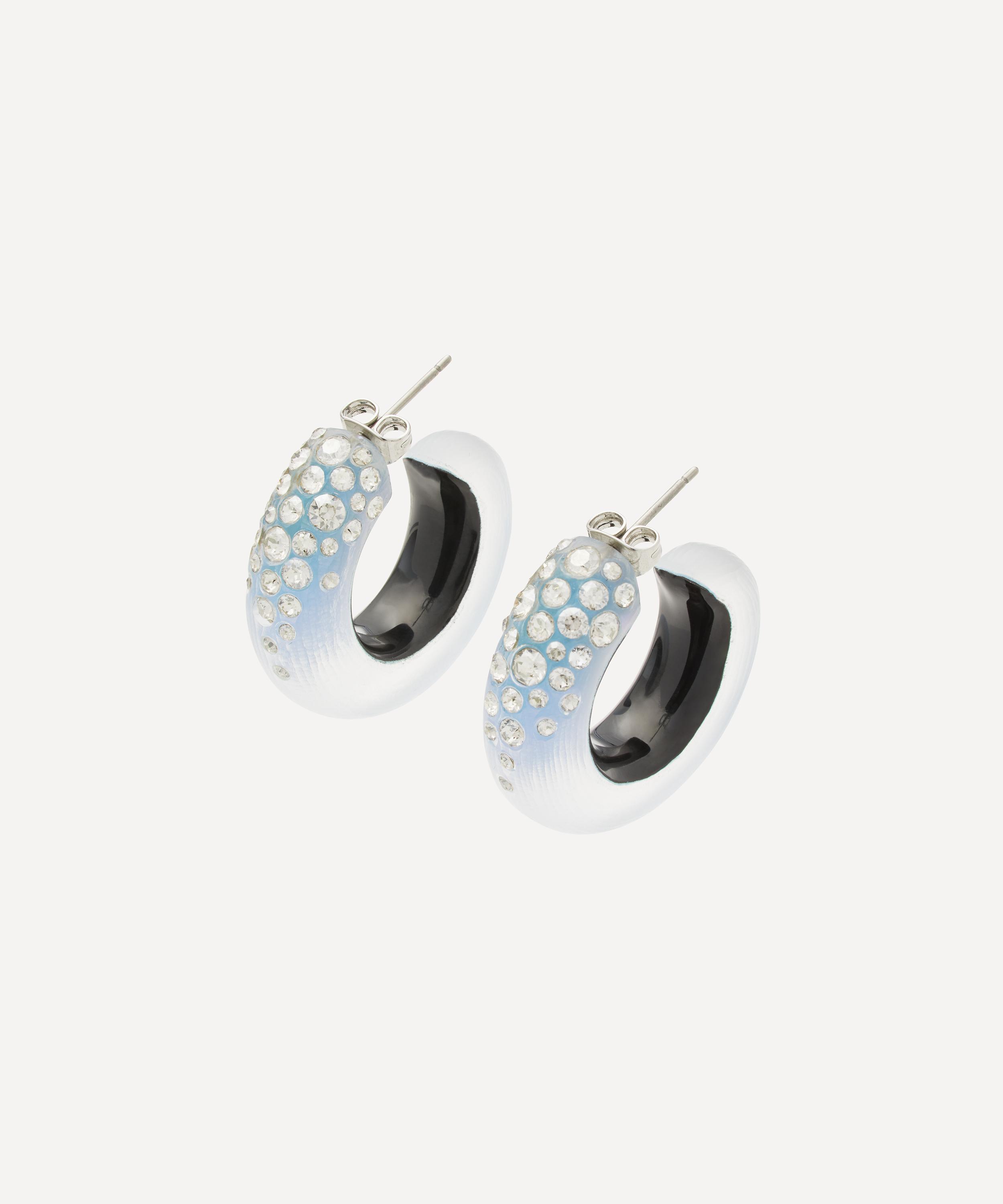 Alexis Bittar - Rhodium-Plated Lucite Crystal Hoop Earrings