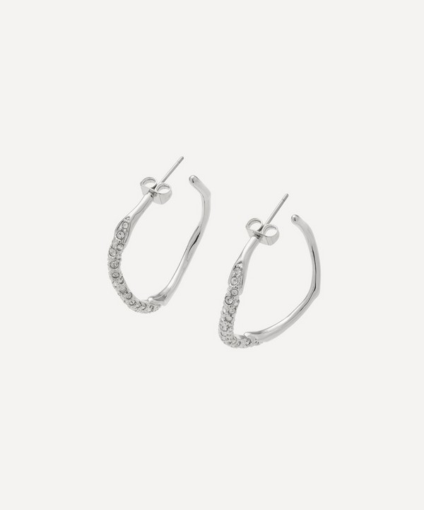 Alexis Bittar - Rhodium-Plated Two Tone Pavé Hoop Earrings image number null