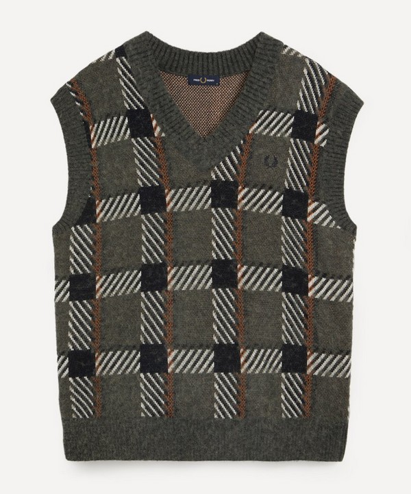 Fred Perry - Glitch Tartan Knitted Tank Top image number null