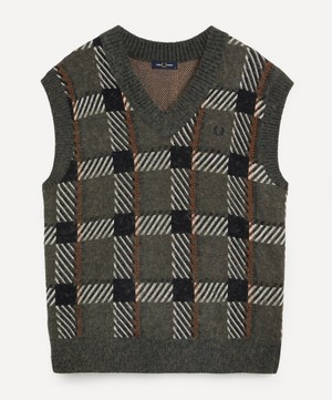 Fred Perry - Glitch Tartan Knitted Tank Top image number 0