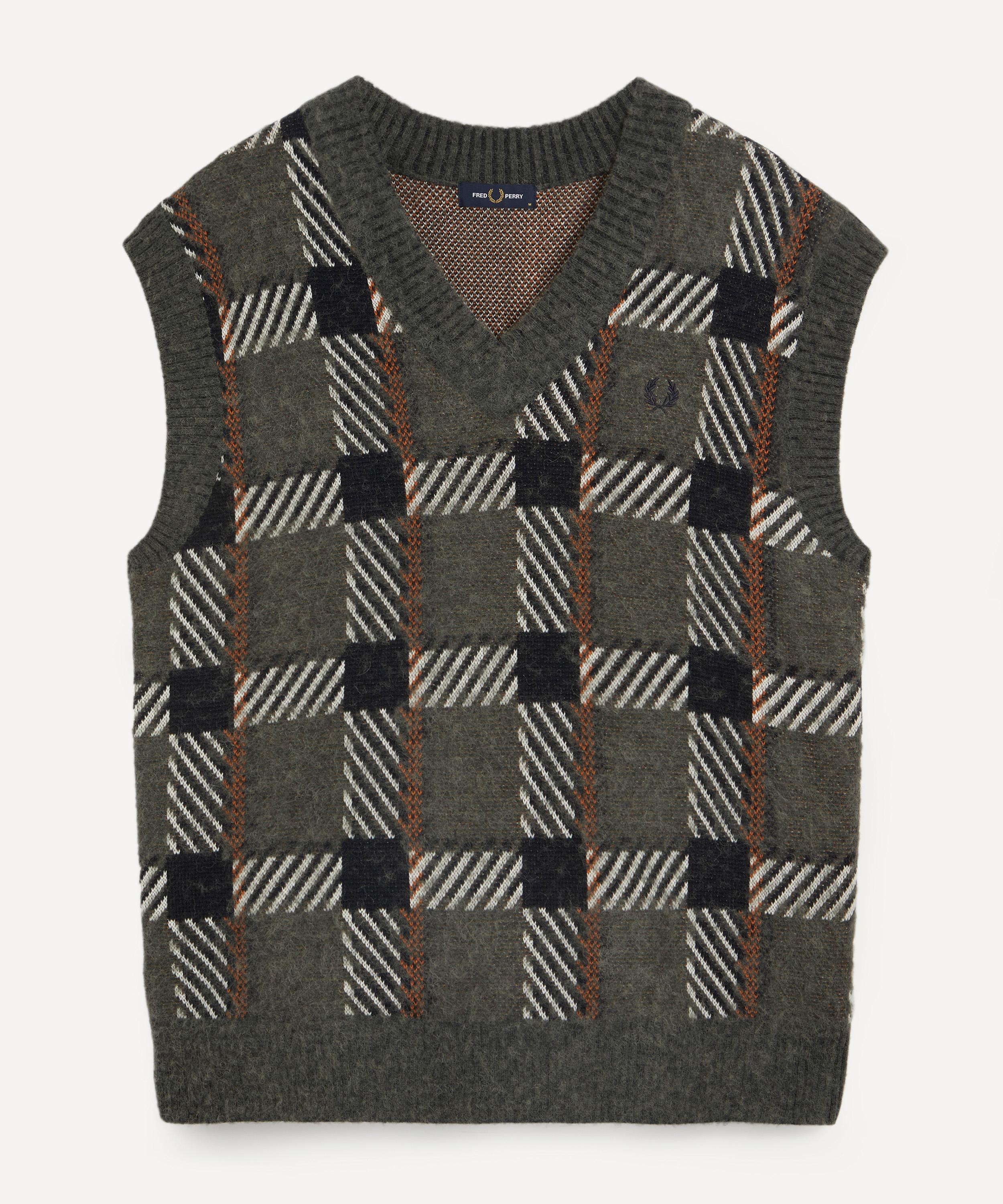 Fred Perry Glitch Tartan Knitted Tank Top | Liberty