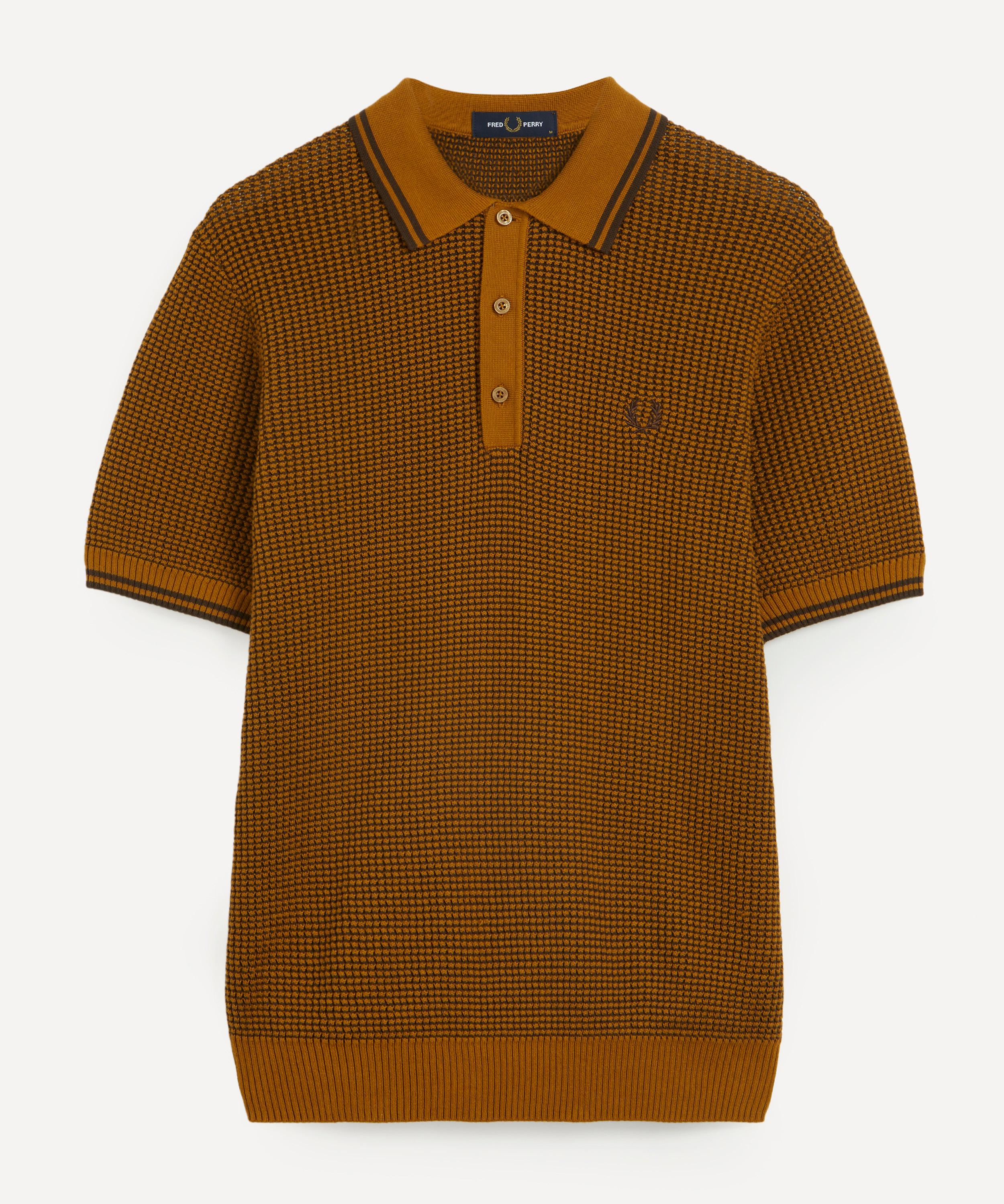 Fred perry textured knitted hot sale shirt