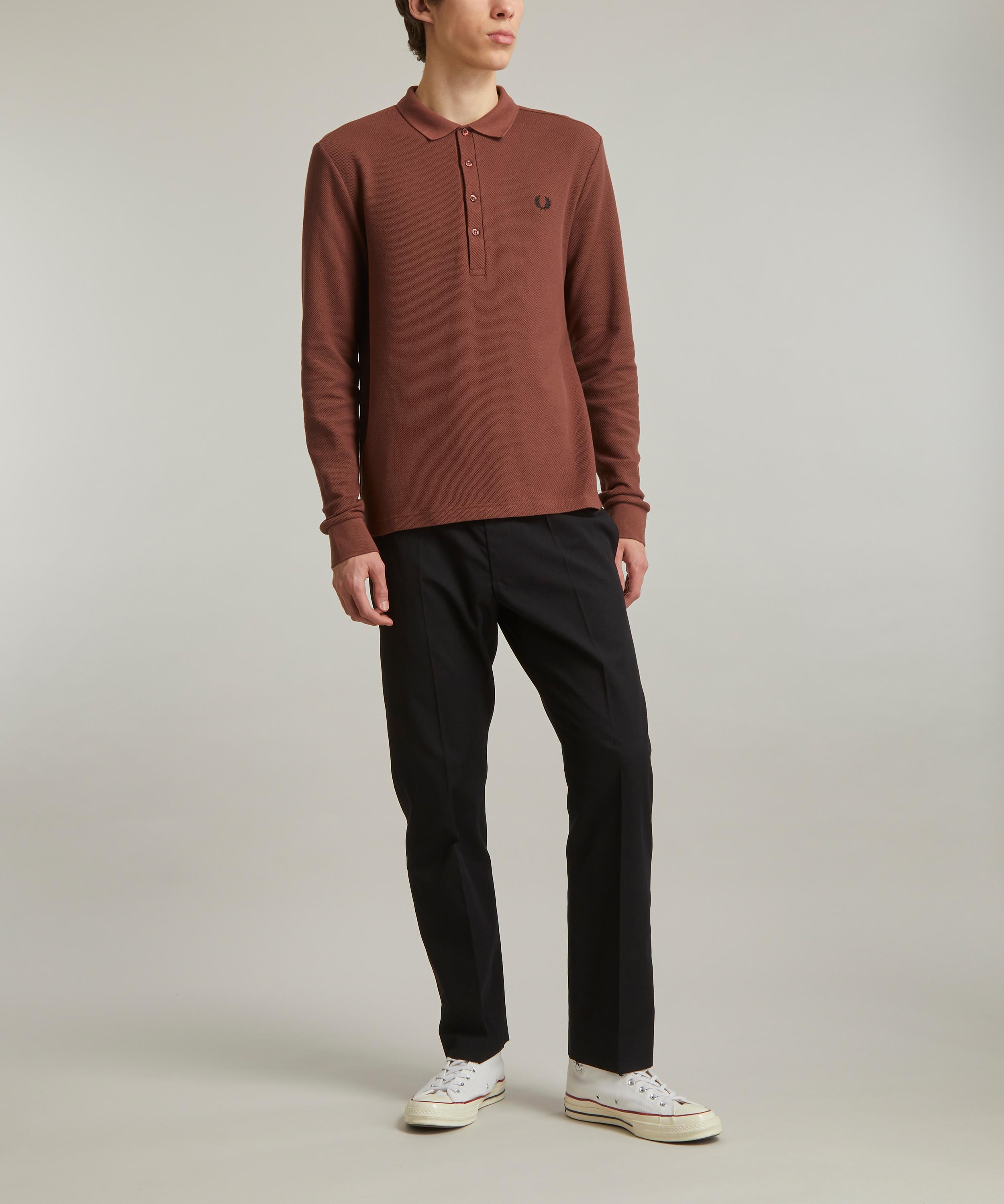 Fred Perry Honeycomb Cotton Long Sleeve Polo | Liberty