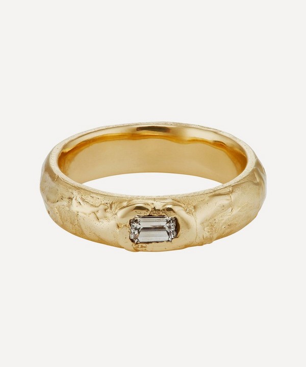 Ellis Mhairi Cameron - 14ct Gold Baguette X 5mm Diamond Single Scatter Ring image number null