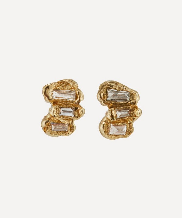 Ellis Mhairi Cameron - 14ct Gold Baguette X Lemon Diamond Scatter Medium Stud Earrings image number null