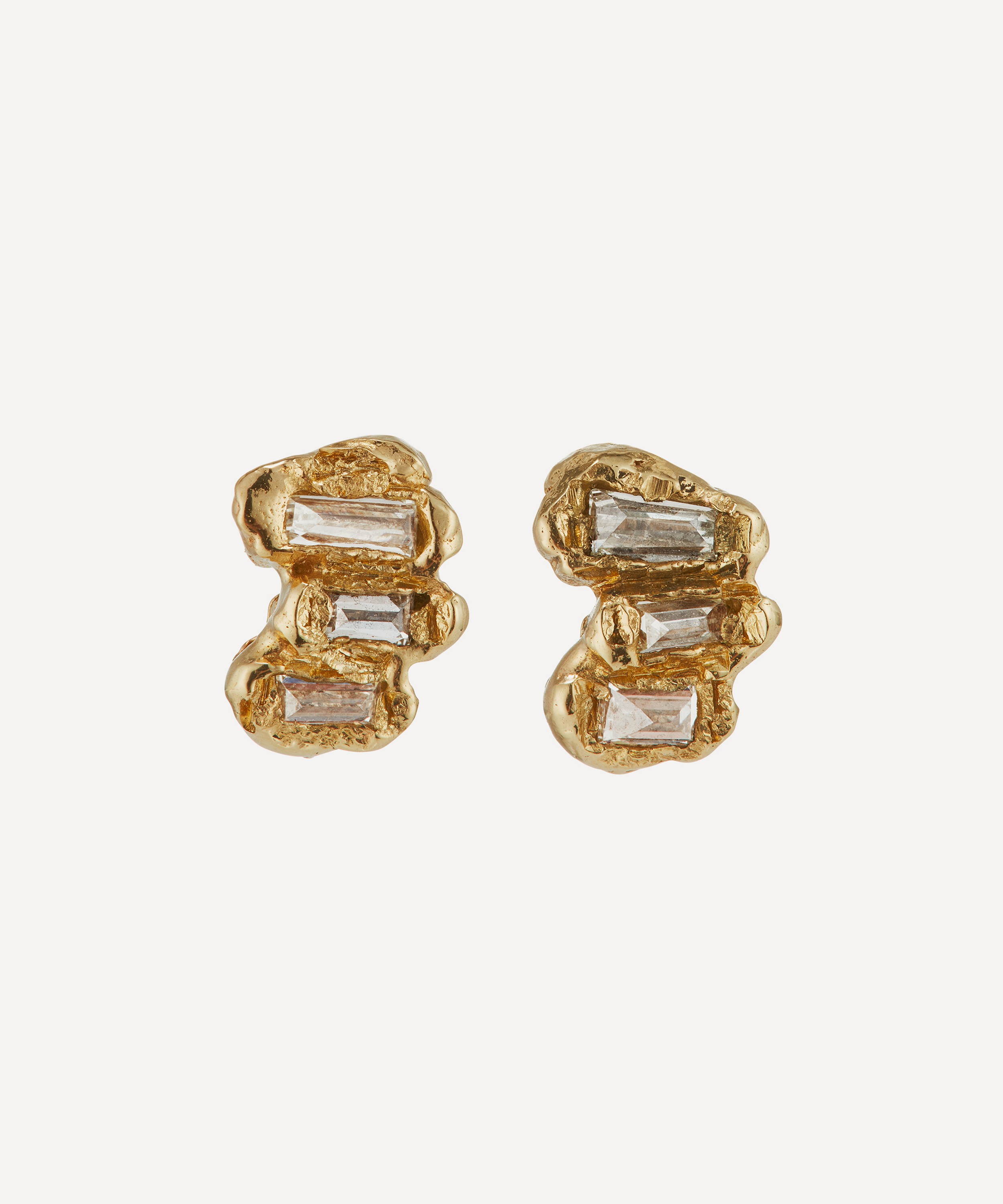 Ellis Mhairi Cameron - 14ct Gold Baguette X Lemon Diamond Scatter Medium Stud Earrings image number 0