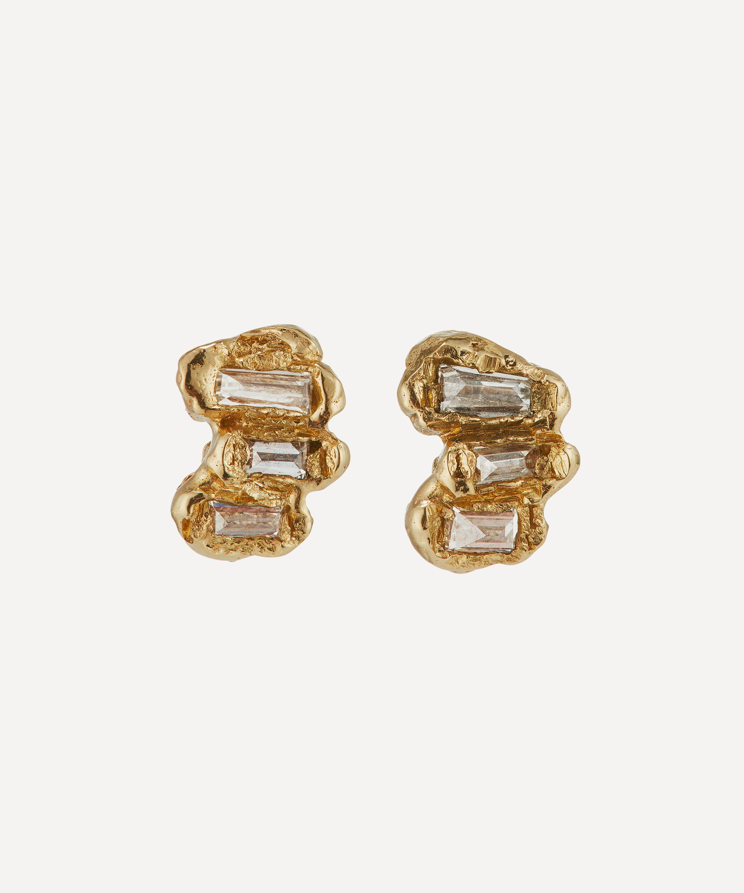 Ellis Mhairi Cameron - 14ct Gold Baguette X Lemon Diamond Scatter Medium Stud Earrings image number 0