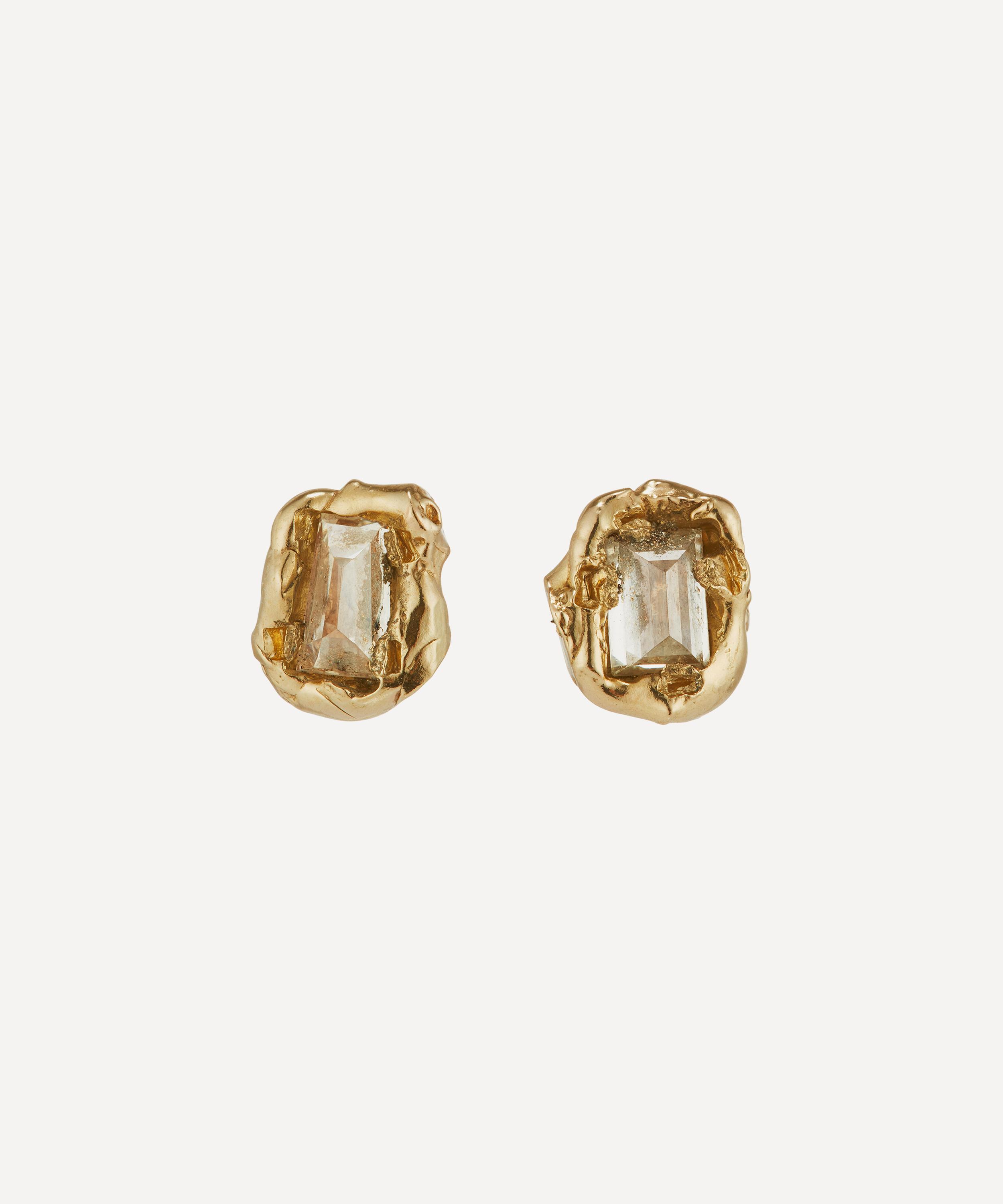 Ellis Mhairi Cameron - 14ct Gold Baguette X Lemon Diamond Scatter Small Stud Earrings image number 0