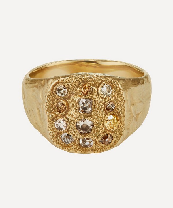 Ellis Mhairi Cameron - 14ct Gold X 5ct Old Cut Diamond Signet Ring image number null