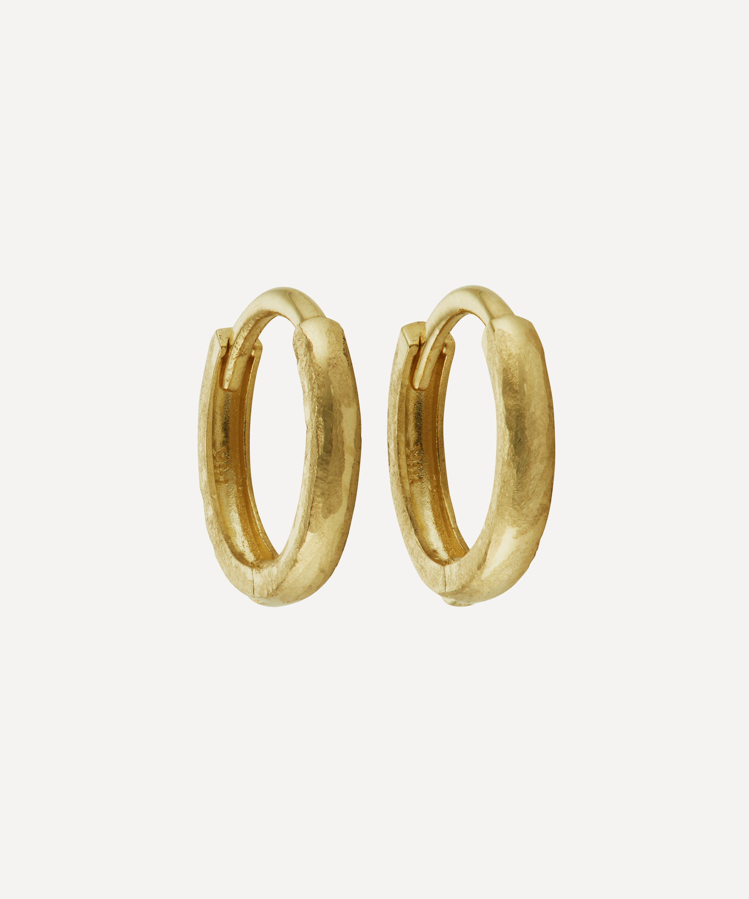 Ellis Mhairi Cameron - 14ct Gold LI Textured Hoop Earrings image number 0