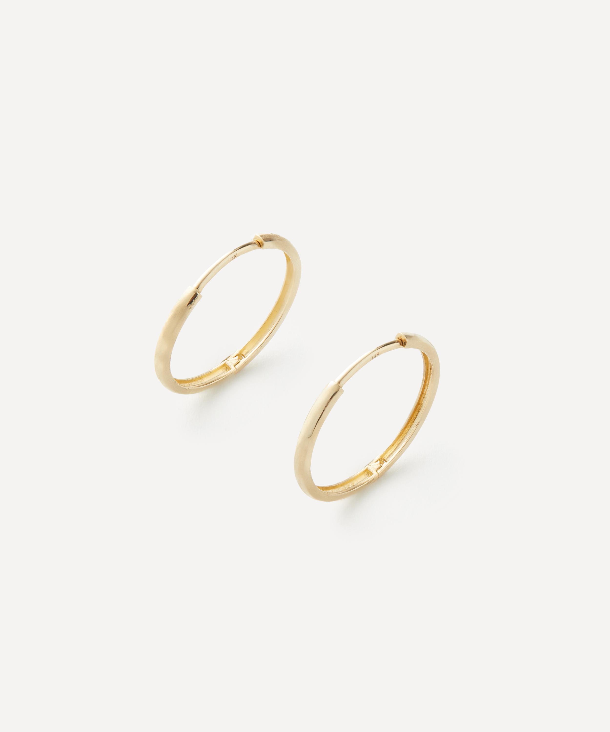 Ellis Mhairi Cameron - 14ct Gold LI Textured Hoop Earrings image number 0