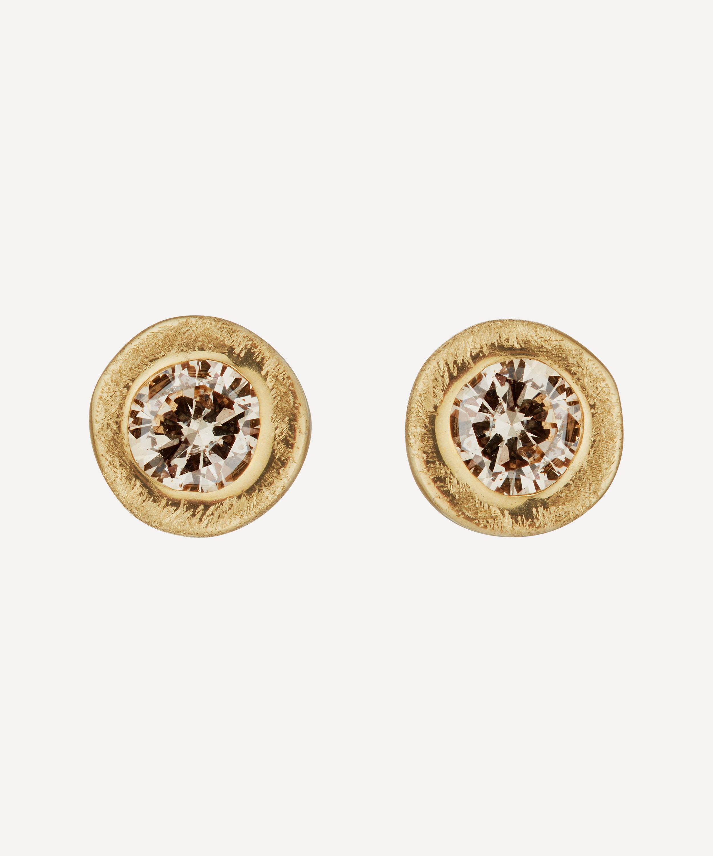 Ellis Mhairi Cameron - 14ct Gold II 4mm Textured Diamond Stud Earrings image number 0